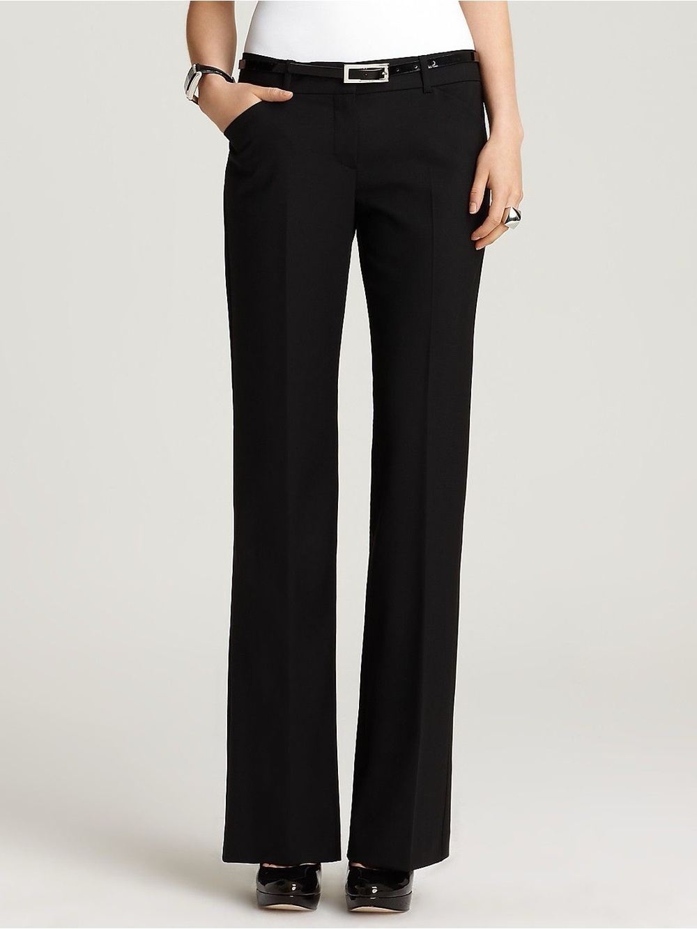 Theory Max C Hydric Stretch Wool Flare Dress Pants